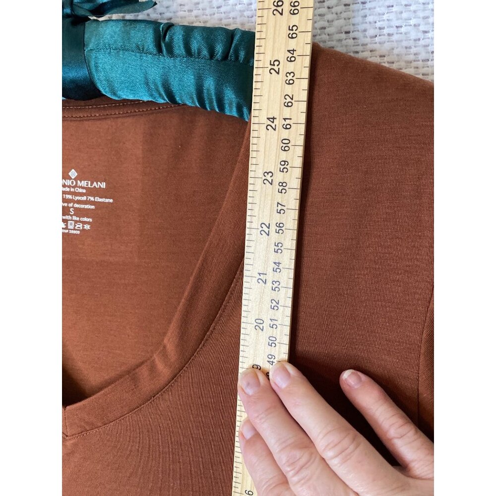 Antonio Melani Rust Stretch V-Neck Tee Women's Small Lyocell Blend - Picture 7 of 9